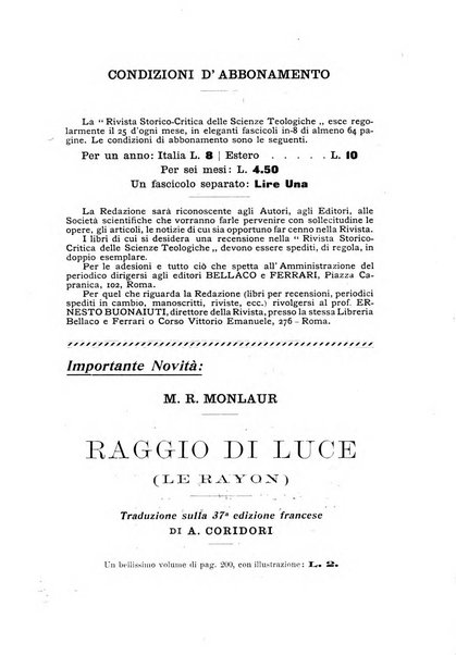 Rivista storico-critica delle scienze teologiche pubblicazione mensile