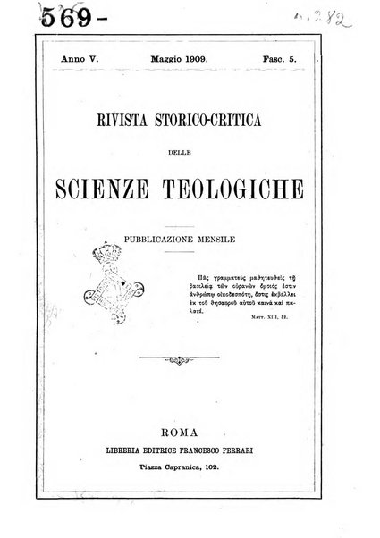 Rivista storico-critica delle scienze teologiche pubblicazione mensile