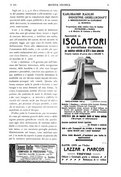 Rivista tecnica dell'elettricità pubblicazione settimanale illustrata