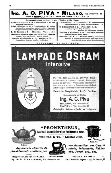 Rivista tecnica dell'elettricità pubblicazione settimanale illustrata
