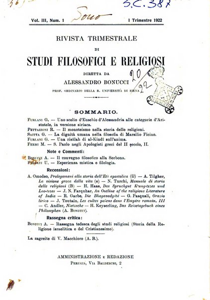 Rivista trimestrale di studi filosofici e religiosi