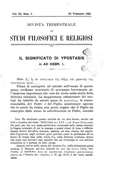 Rivista trimestrale di studi filosofici e religiosi