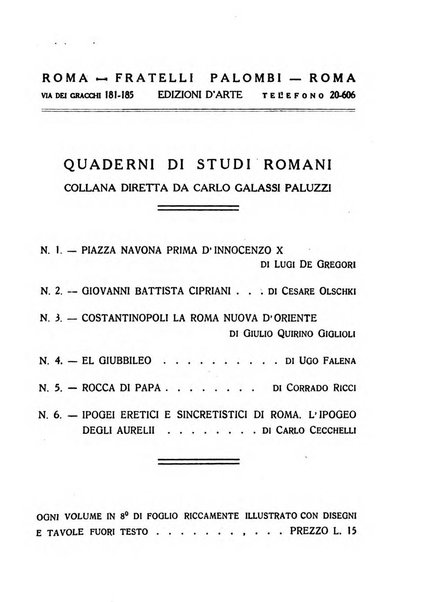 Roma rivista di studi e di vita romana