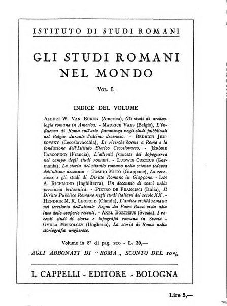 Roma rivista di studi e di vita romana