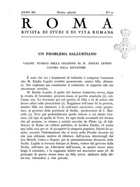 Roma rivista di studi e di vita romana