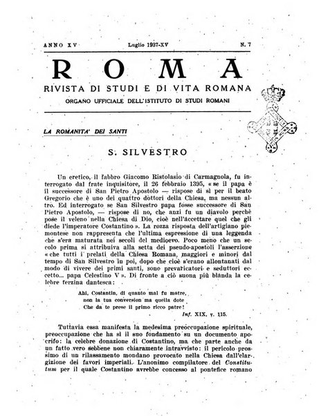 Roma rivista di studi e di vita romana