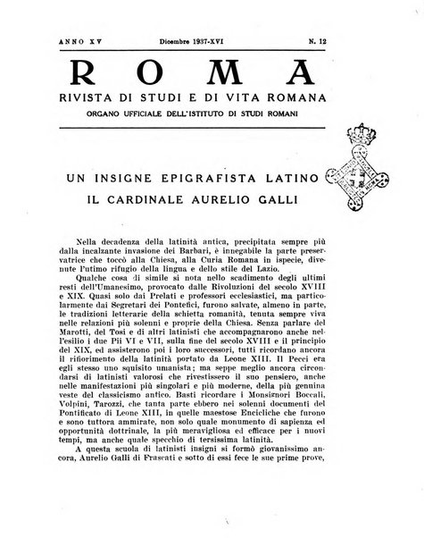 Roma rivista di studi e di vita romana