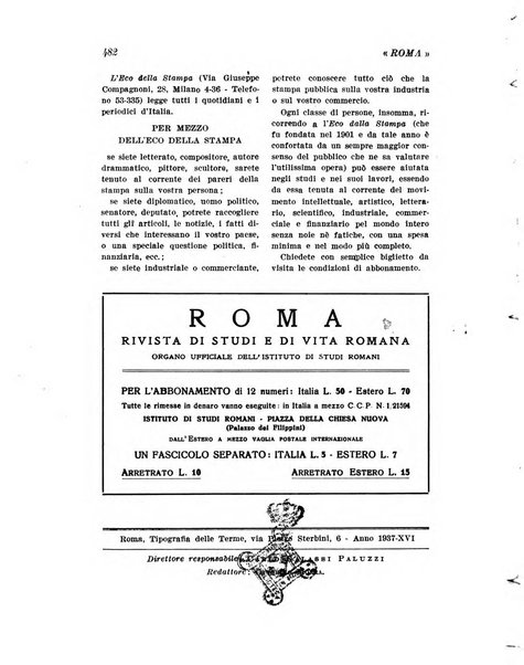 Roma rivista di studi e di vita romana