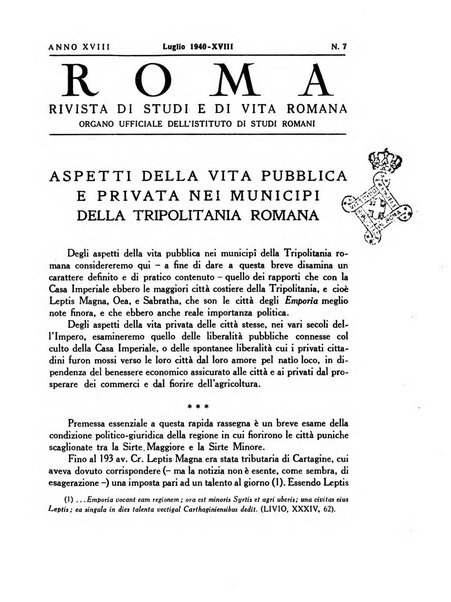 Roma rivista di studi e di vita romana