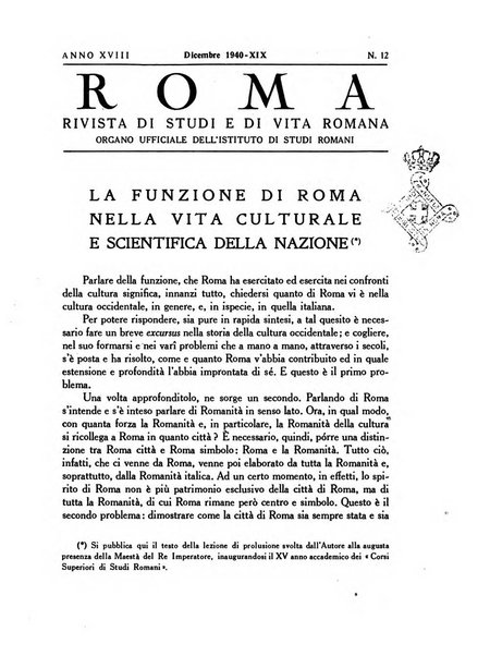 Roma rivista di studi e di vita romana