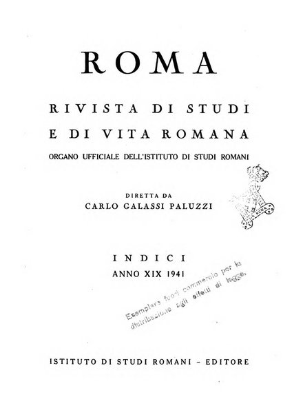 Roma rivista di studi e di vita romana