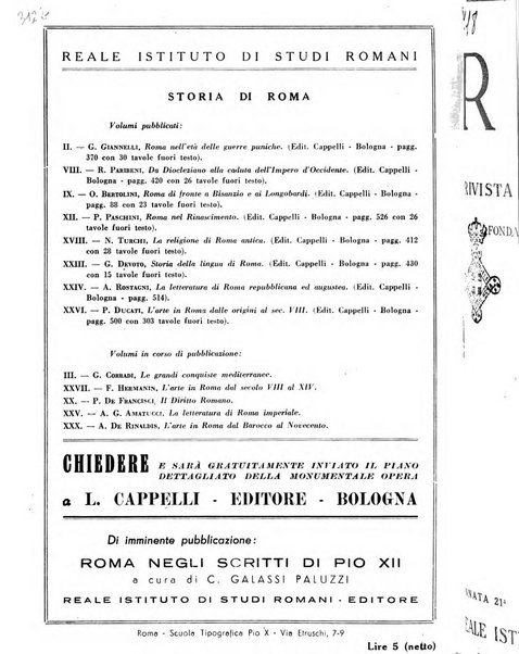 Roma rivista di studi e di vita romana