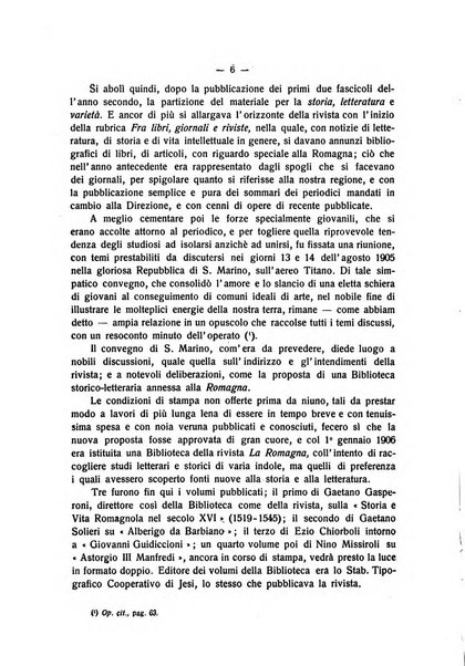 La Romagna rivista mensile di storia e di lettere diretta da Gaetano Gasperoni e da Luigi Orsini