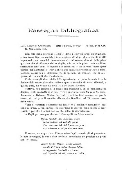 La Romagna rivista mensile di storia e di lettere diretta da Gaetano Gasperoni e da Luigi Orsini