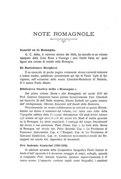 La Romagna rivista mensile di storia e di lettere diretta da Gaetano Gasperoni e da Luigi Orsini