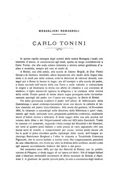 La Romagna rivista mensile di storia e di lettere diretta da Gaetano Gasperoni e da Luigi Orsini