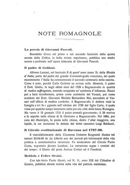 La Romagna rivista mensile di storia e di lettere diretta da Gaetano Gasperoni e da Luigi Orsini