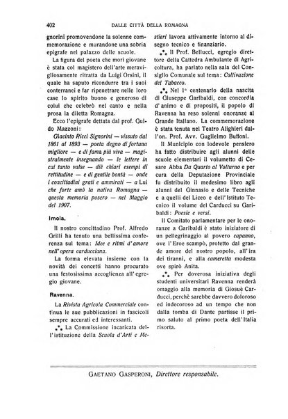 La Romagna rivista mensile di storia e di lettere diretta da Gaetano Gasperoni e da Luigi Orsini