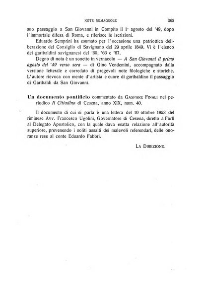 La Romagna rivista mensile di storia e di lettere diretta da Gaetano Gasperoni e da Luigi Orsini