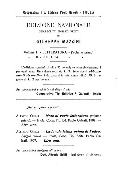 La Romagna rivista mensile di storia e di lettere diretta da Gaetano Gasperoni e da Luigi Orsini