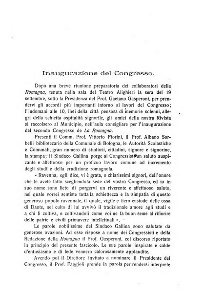 La Romagna rivista mensile di storia e di lettere diretta da Gaetano Gasperoni e da Luigi Orsini