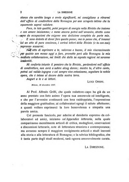 La Romagna rivista mensile di storia e di lettere diretta da Gaetano Gasperoni e da Luigi Orsini