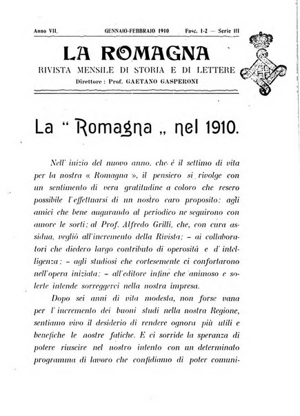 La Romagna rivista mensile di storia e di lettere diretta da Gaetano Gasperoni e da Luigi Orsini