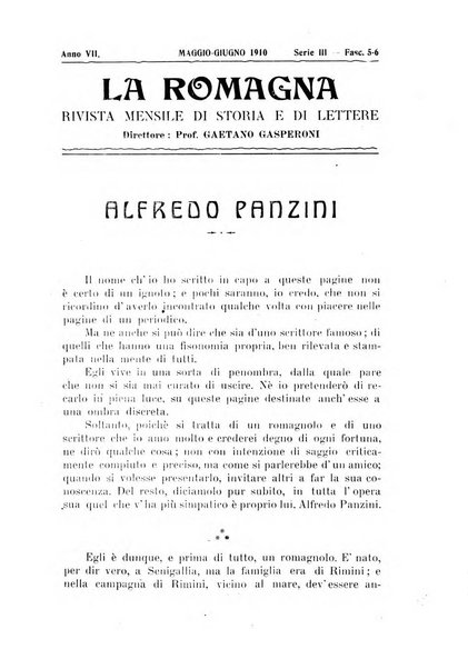 La Romagna rivista mensile di storia e di lettere diretta da Gaetano Gasperoni e da Luigi Orsini