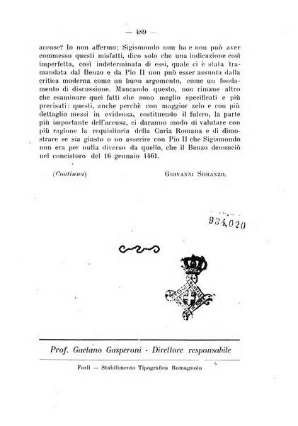 La Romagna rivista mensile di storia e di lettere diretta da Gaetano Gasperoni e da Luigi Orsini