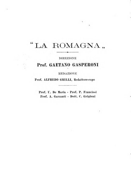 La Romagna rivista mensile di storia e di lettere diretta da Gaetano Gasperoni e da Luigi Orsini