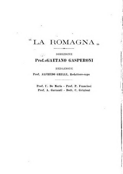 La Romagna rivista mensile di storia e di lettere diretta da Gaetano Gasperoni e da Luigi Orsini