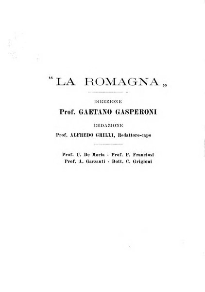 La Romagna rivista mensile di storia e di lettere diretta da Gaetano Gasperoni e da Luigi Orsini