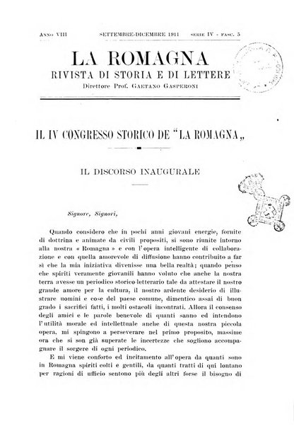 La Romagna rivista mensile di storia e di lettere diretta da Gaetano Gasperoni e da Luigi Orsini