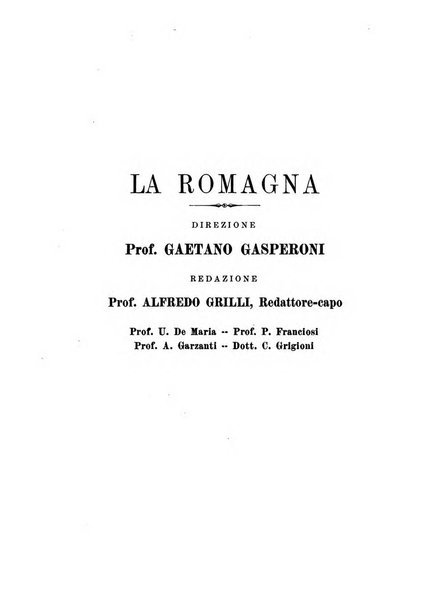 La Romagna rivista mensile di storia e di lettere diretta da Gaetano Gasperoni e da Luigi Orsini