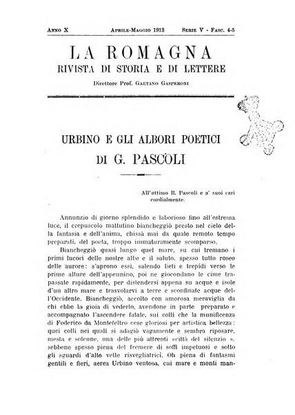 La Romagna rivista mensile di storia e di lettere diretta da Gaetano Gasperoni e da Luigi Orsini