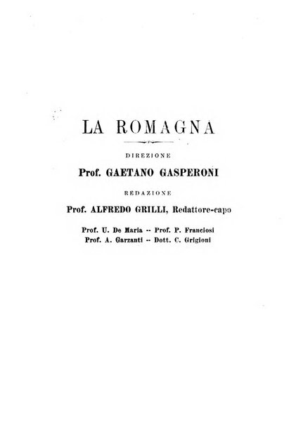 La Romagna rivista mensile di storia e di lettere diretta da Gaetano Gasperoni e da Luigi Orsini