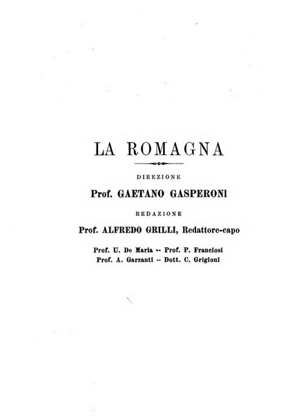 La Romagna rivista mensile di storia e di lettere diretta da Gaetano Gasperoni e da Luigi Orsini