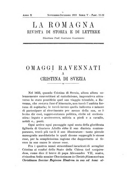 La Romagna rivista mensile di storia e di lettere diretta da Gaetano Gasperoni e da Luigi Orsini