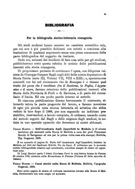 La Romagna rivista mensile di storia e di lettere diretta da Gaetano Gasperoni e da Luigi Orsini