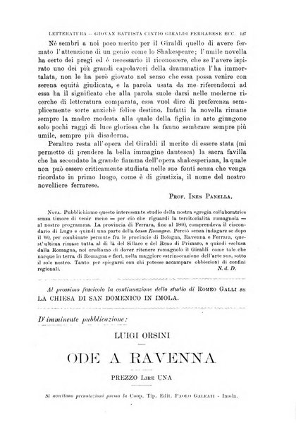 La Romagna rivista mensile di storia e di lettere diretta da Gaetano Gasperoni e da Luigi Orsini