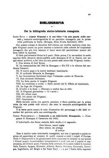 La Romagna rivista mensile di storia e di lettere diretta da Gaetano Gasperoni e da Luigi Orsini