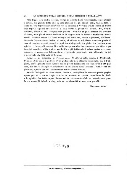 La Romagna rivista mensile di storia e di lettere diretta da Gaetano Gasperoni e da Luigi Orsini