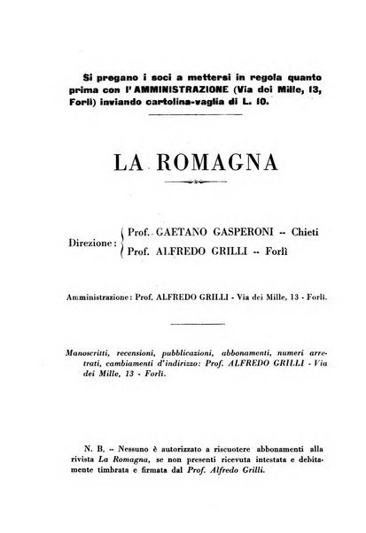 La Romagna rivista mensile di storia e di lettere diretta da Gaetano Gasperoni e da Luigi Orsini