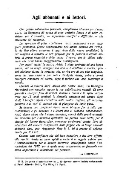 La Romagna rivista mensile di storia e di lettere diretta da Gaetano Gasperoni e da Luigi Orsini