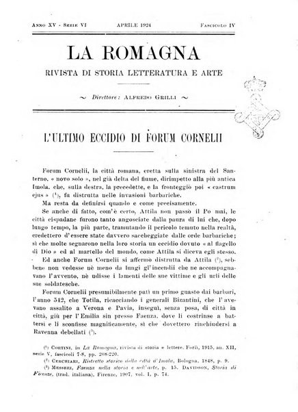 La Romagna rivista mensile di storia e di lettere diretta da Gaetano Gasperoni e da Luigi Orsini