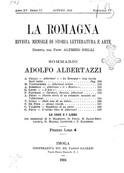 La Romagna rivista mensile di storia e di lettere diretta da Gaetano Gasperoni e da Luigi Orsini