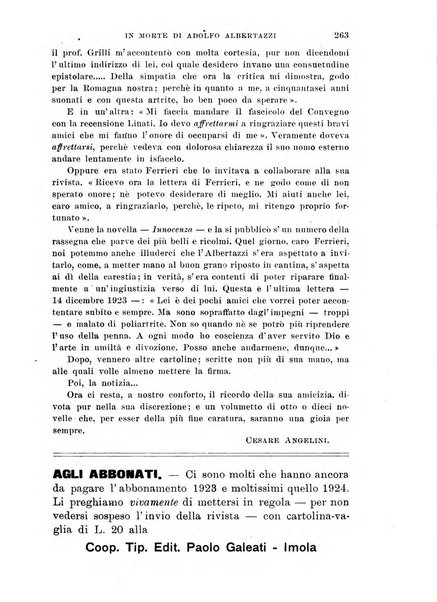 La Romagna rivista mensile di storia e di lettere diretta da Gaetano Gasperoni e da Luigi Orsini