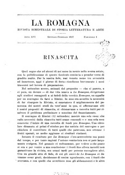 La Romagna rivista mensile di storia e di lettere diretta da Gaetano Gasperoni e da Luigi Orsini