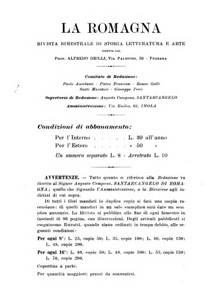 La Romagna rivista mensile di storia e di lettere diretta da Gaetano Gasperoni e da Luigi Orsini