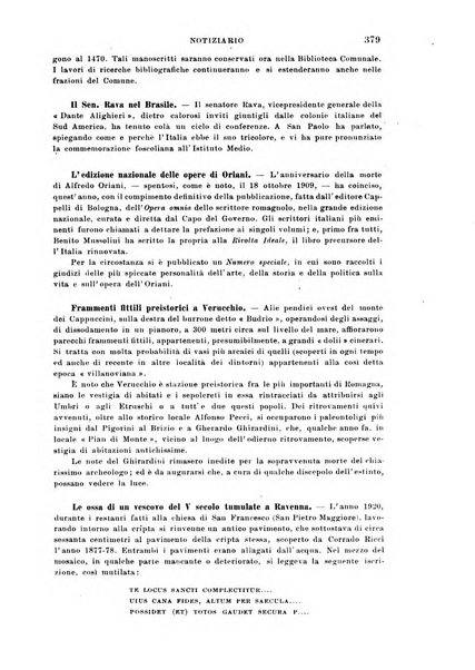 La Romagna rivista mensile di storia e di lettere diretta da Gaetano Gasperoni e da Luigi Orsini